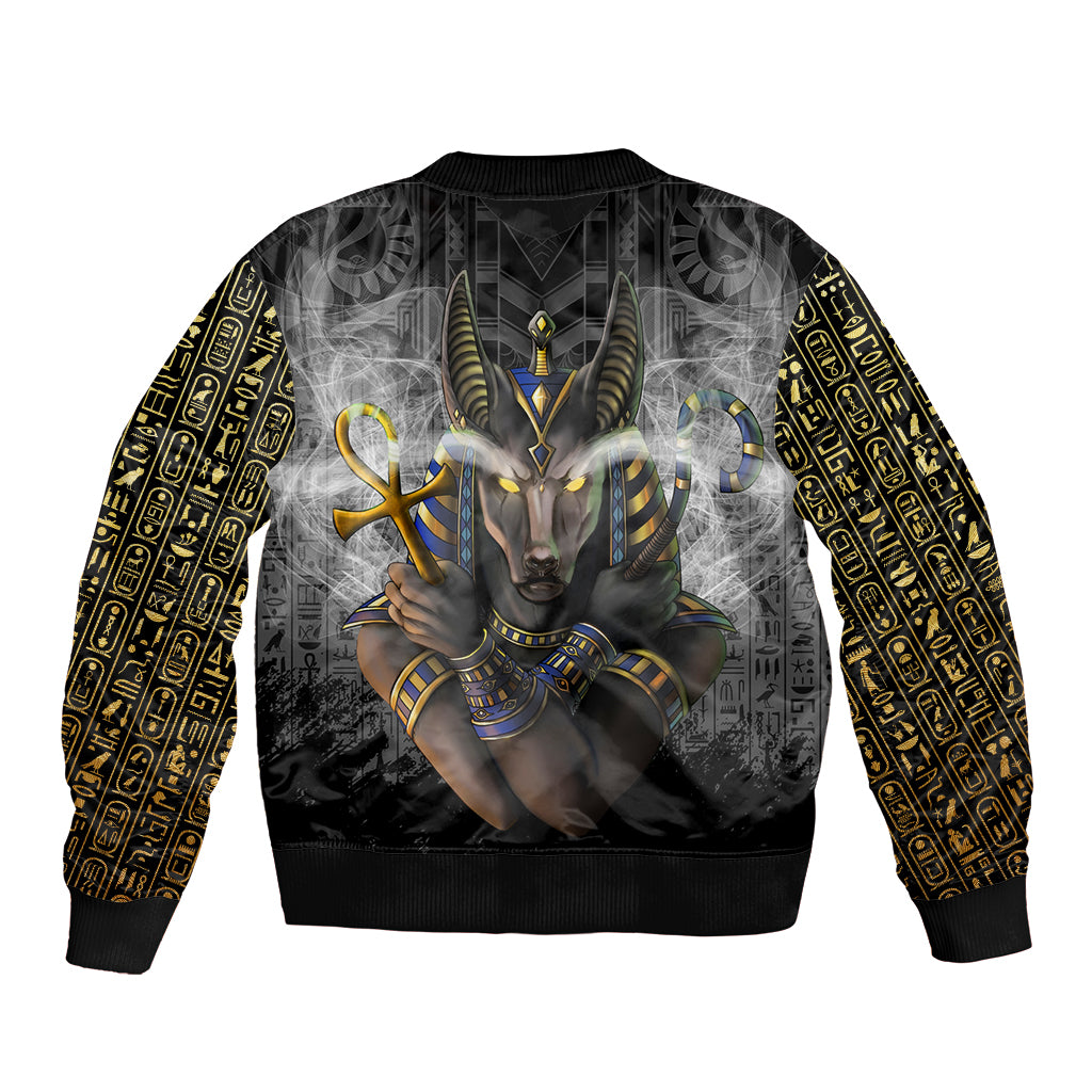 Anubis Bomber Jacket Egypt Pattern Black - Wonder Print Shop