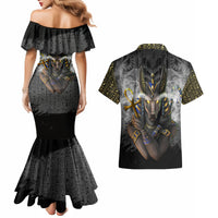 Anubis Couples Matching Mermaid Dress and Hawaiian Shirt Egypt Pattern Black - Wonder Print Shop