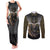 Anubis Couples Matching Tank Maxi Dress and Long Sleeve Button Shirt Egypt Pattern Black - Wonder Print Shop