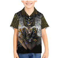 Anubis Family Matching Mermaid Dress and Hawaiian Shirt Egypt Pattern Black - Wonder Print Shop