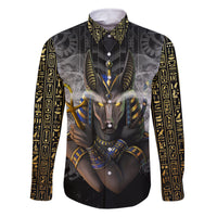 Anubis Family Matching Off Shoulder Short Dress and Hawaiian Shirt Egypt Pattern Black - Wonder Print Shop