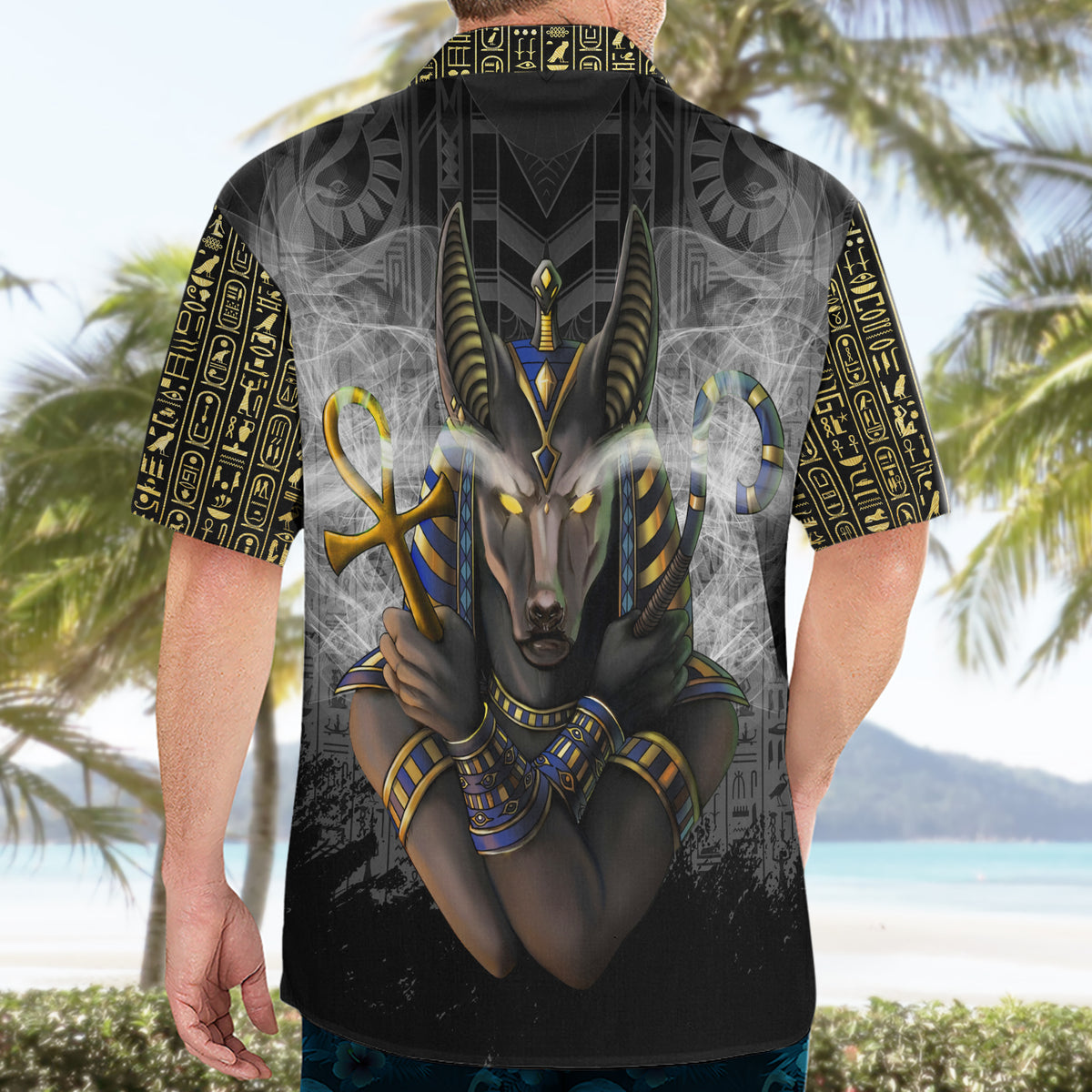 Anubis Hawaiian Shirt Egypt Pattern Black - Wonder Print Shop