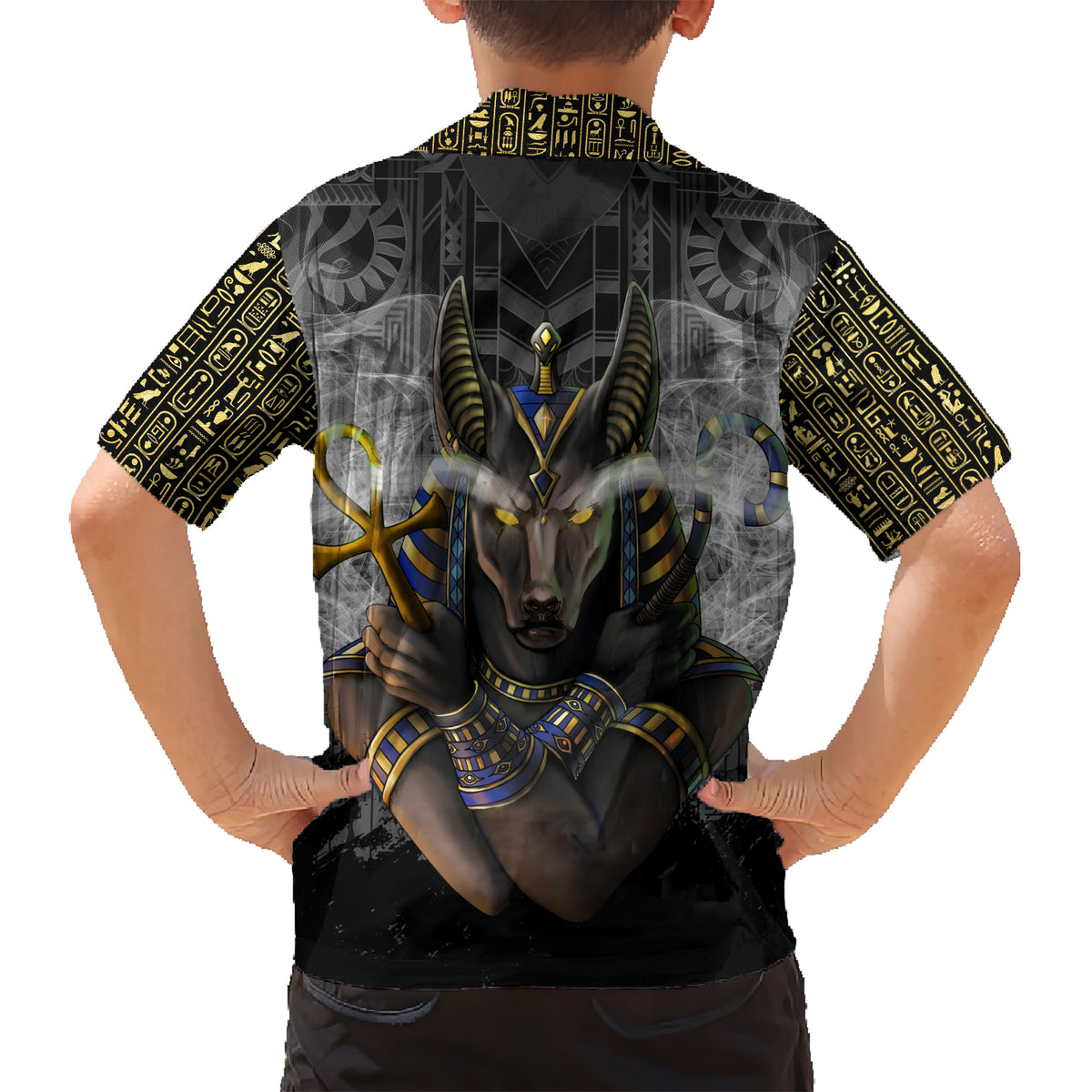 Anubis Hawaiian Shirt Egypt Pattern Black - Wonder Print Shop