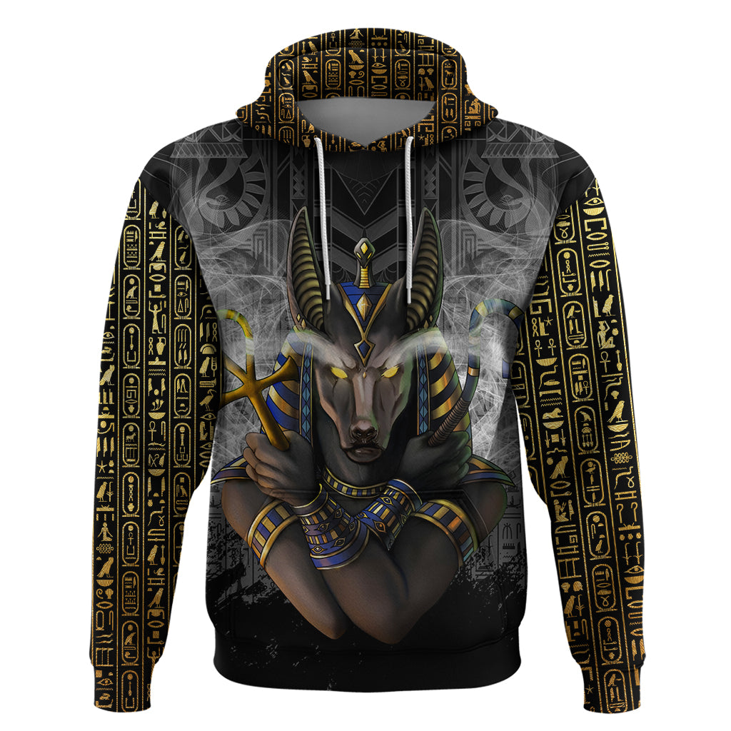Anubis Hoodie Egypt Pattern Black - Wonder Print Shop