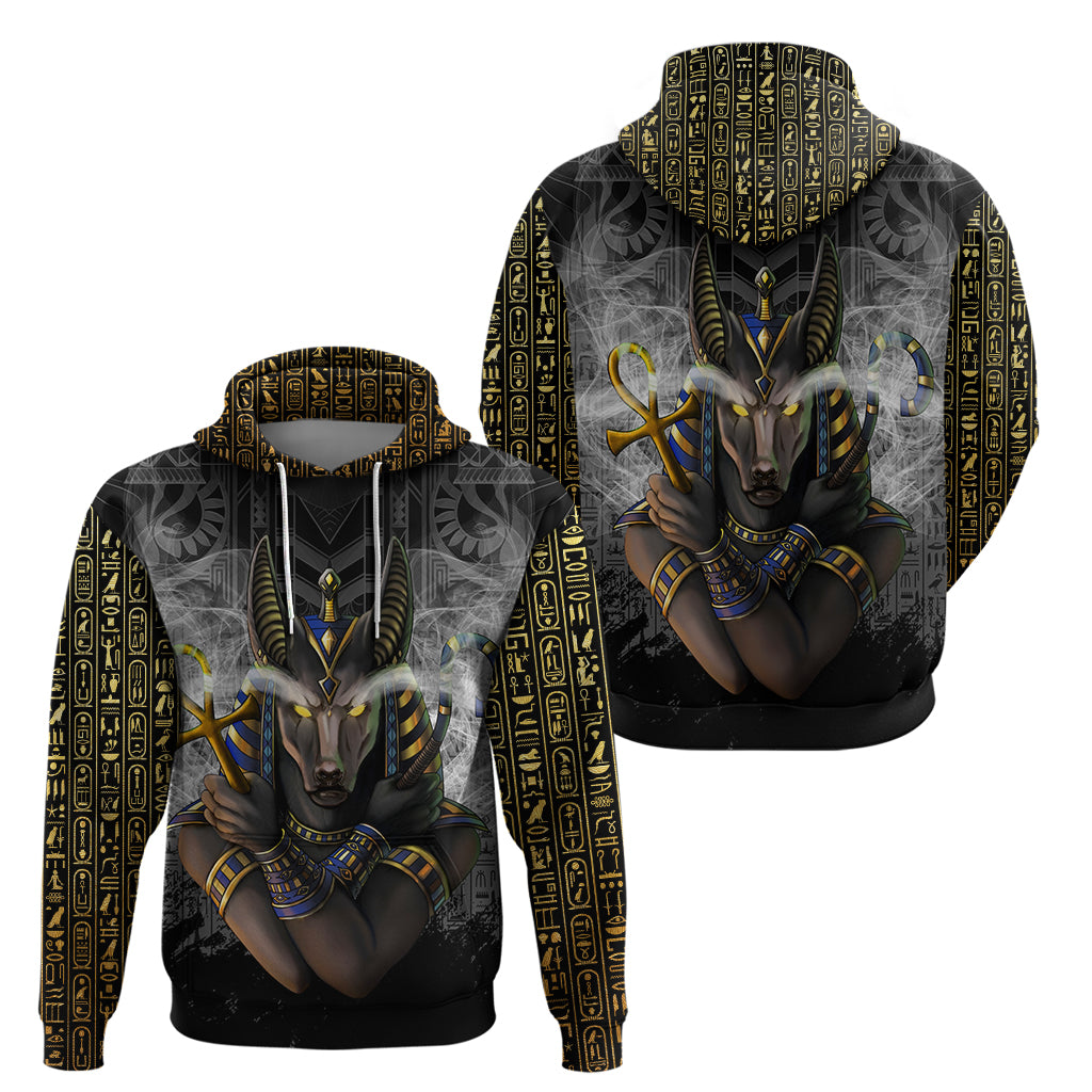 Anubis Hoodie Egypt Pattern Black - Wonder Print Shop