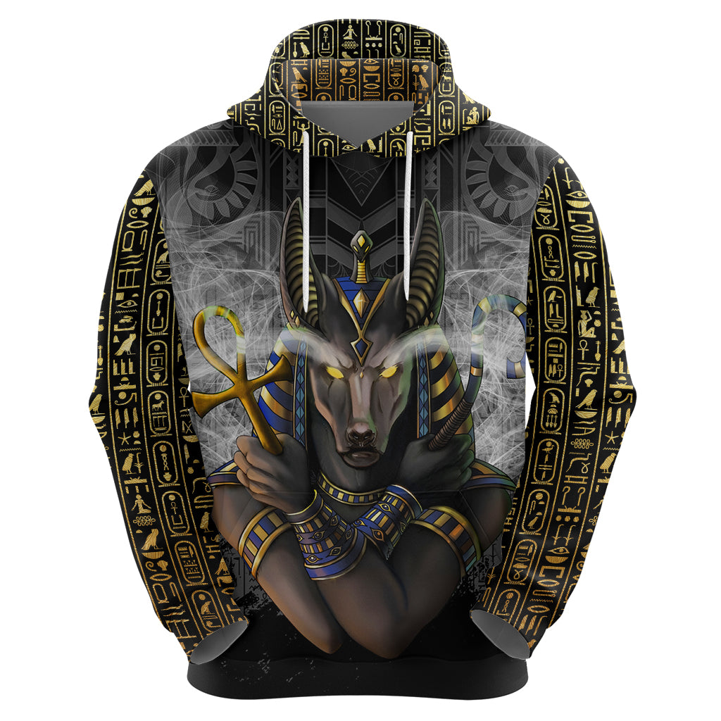 Anubis Hoodie Egypt Pattern Black - Wonder Print Shop