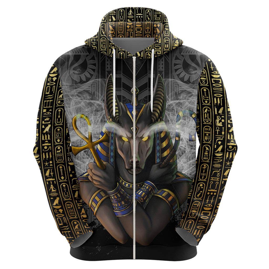 Anubis Hoodie Egypt Pattern Black - Wonder Print Shop