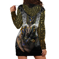 Anubis Hoodie Dress Egypt Pattern Black - Wonder Print Shop