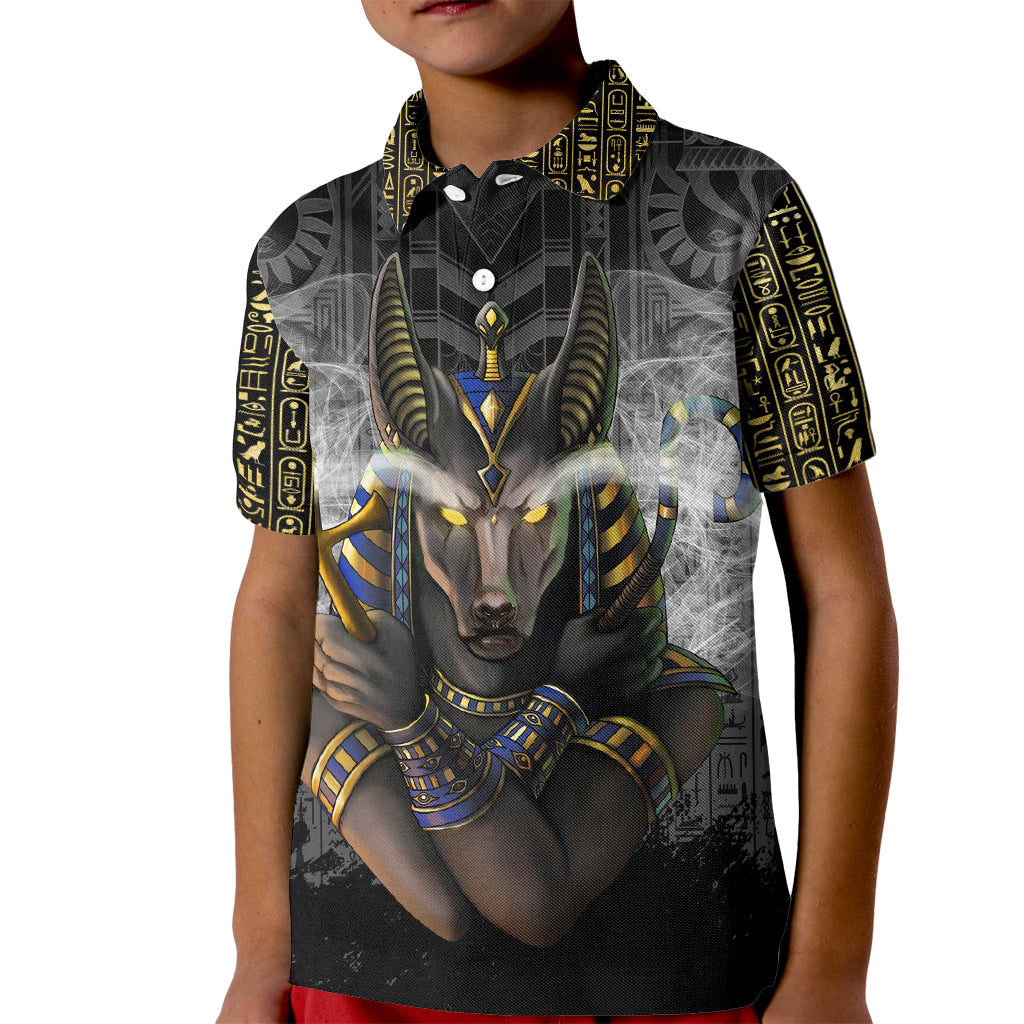 Anubis Kid Polo Shirt Egypt Pattern Black - Wonder Print Shop