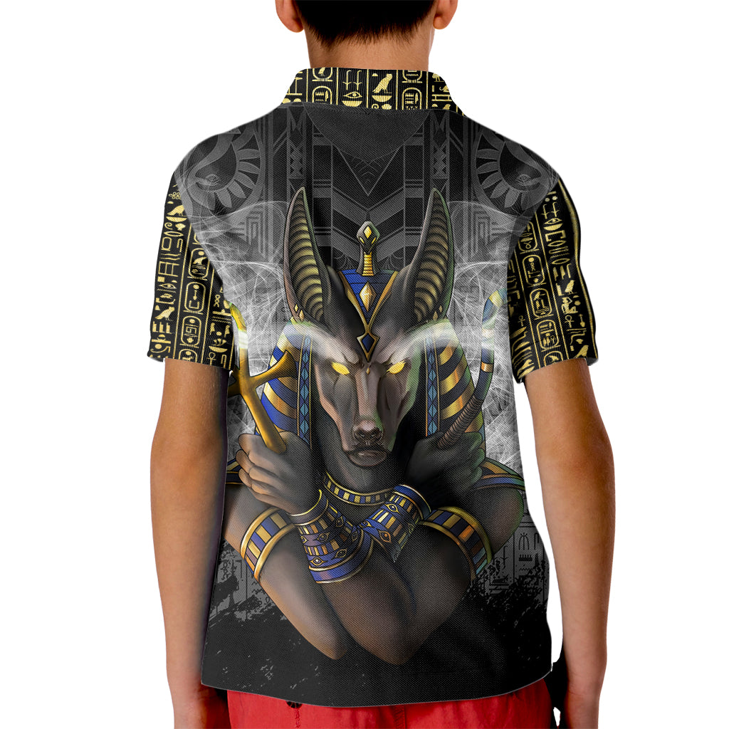 Anubis Kid Polo Shirt Egypt Pattern Black - Wonder Print Shop