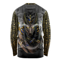 Anubis Long Sleeve Shirt Egypt Pattern Black - Wonder Print Shop