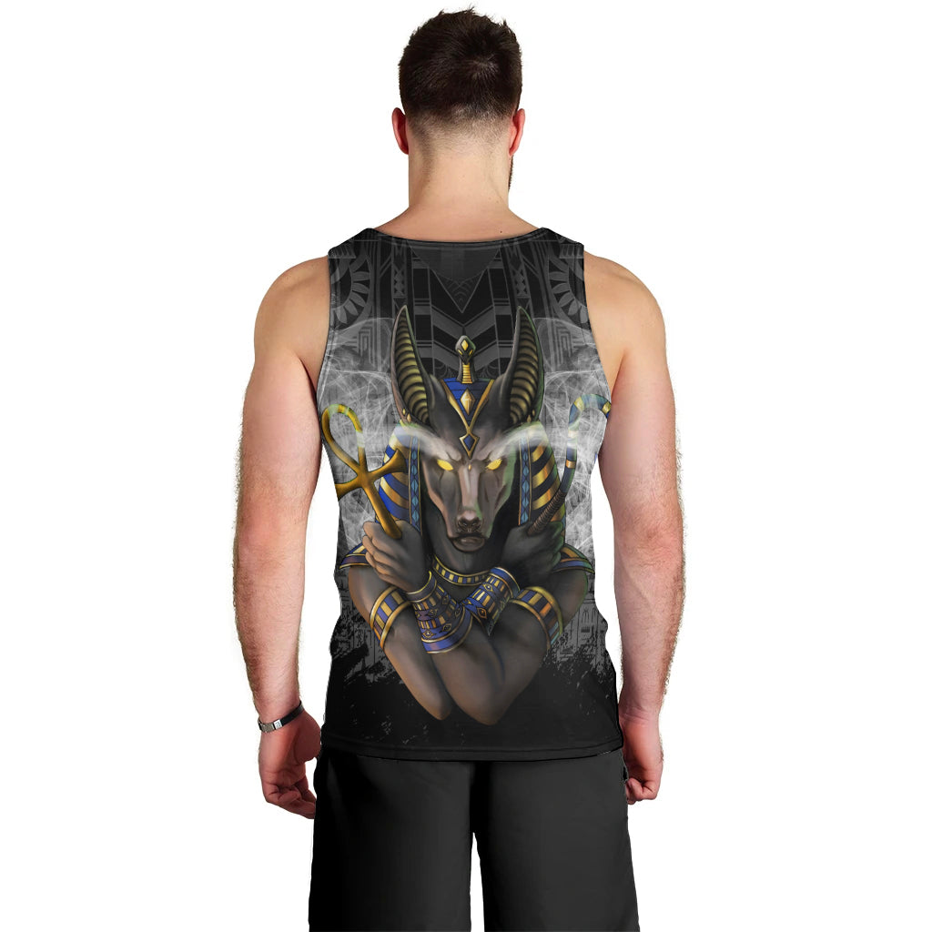 Anubis Men Tank Top Egypt Pattern Black - Wonder Print Shop