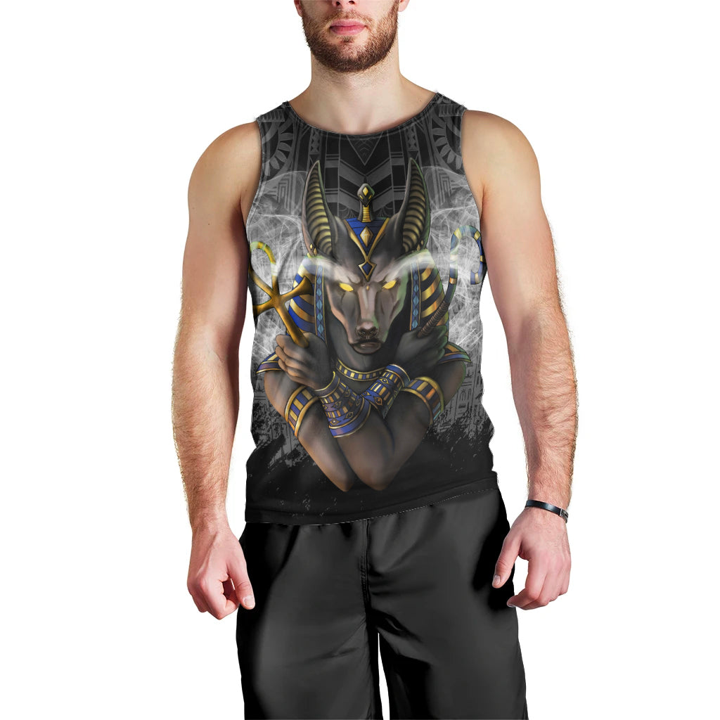Anubis Men Tank Top Egypt Pattern Black - Wonder Print Shop