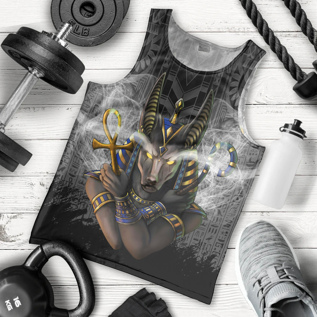 Anubis Men Tank Top Egypt Pattern Black - Wonder Print Shop
