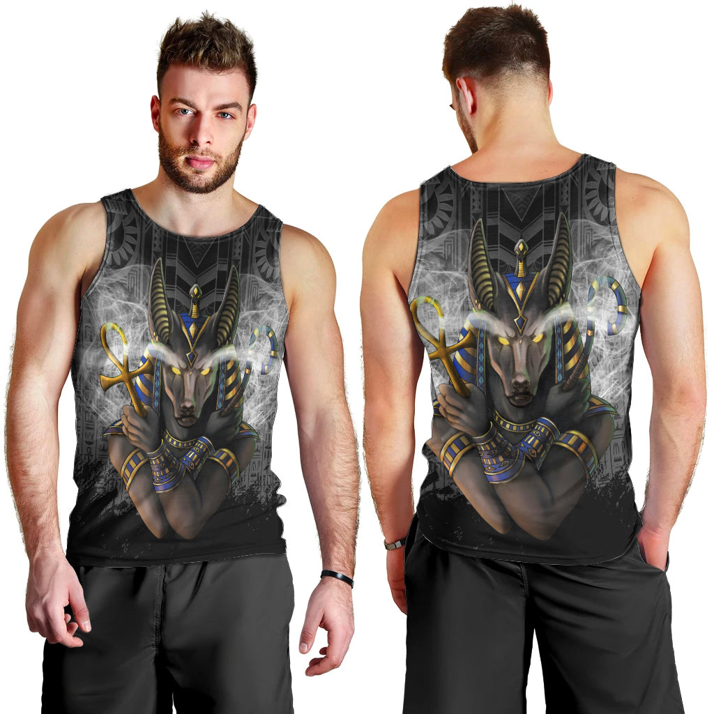 Anubis Men Tank Top Egypt Pattern Black - Wonder Print Shop