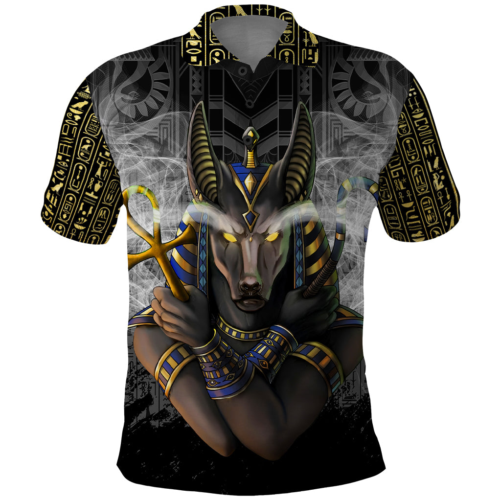 Anubis Polo Shirt Egypt Pattern Black
