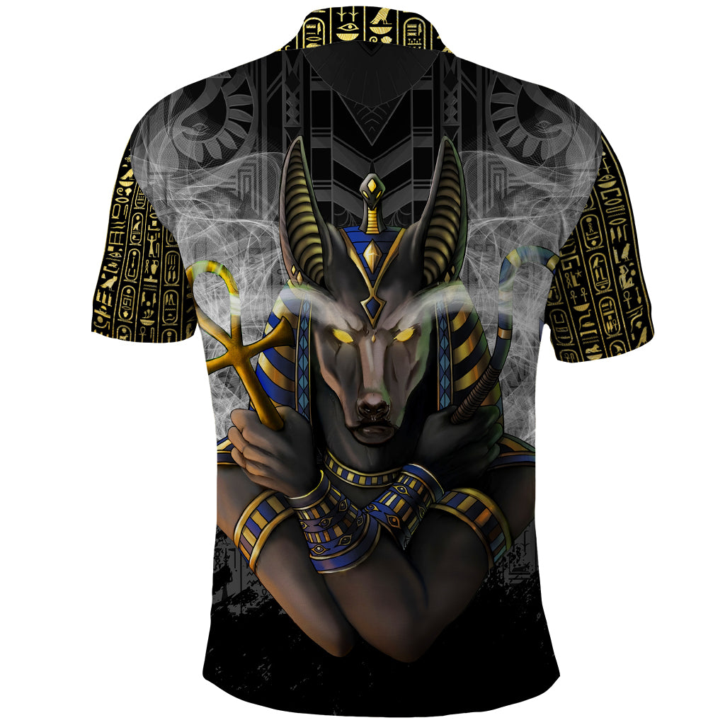 Anubis Polo Shirt Egypt Pattern Black - Wonder Print Shop