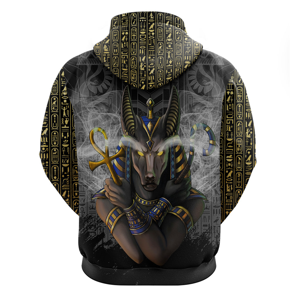 Anubis Zip Hoodie Egypt Pattern Black - Wonder Print Shop