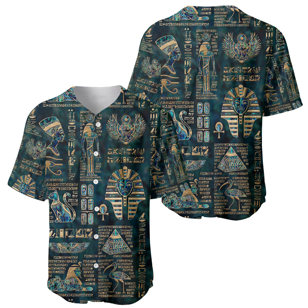 Egyptian Hieroglyphs And Deities Baseball Jersey - Wonder Print Shop