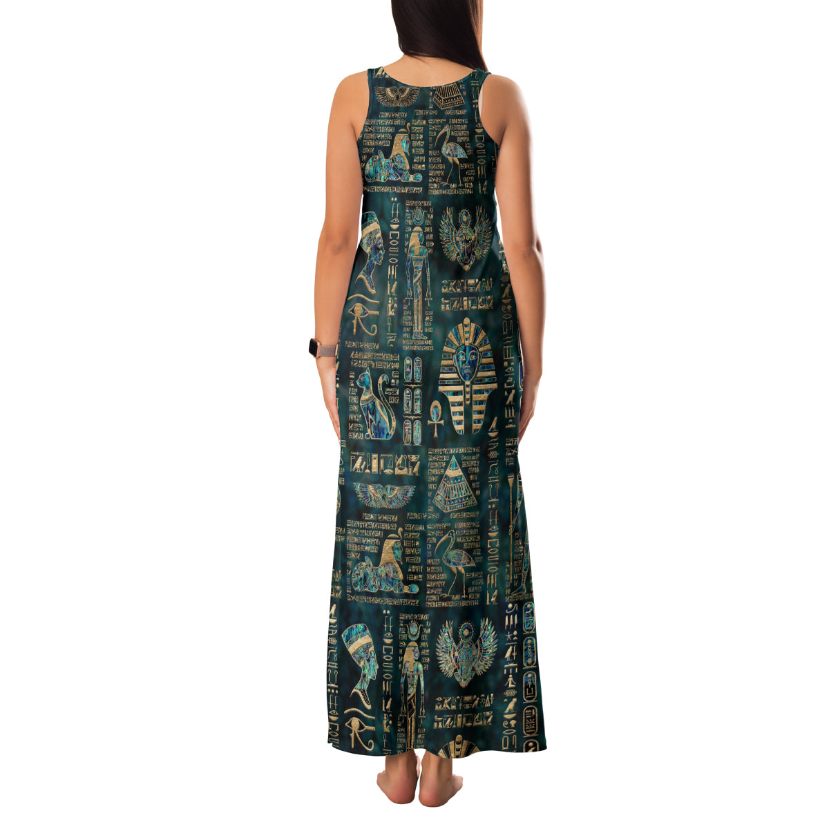 Egyptian Hieroglyphs And Deities Family Matching Tank Maxi Dress and Hawaiian Shirt - Wonder Print Shop
