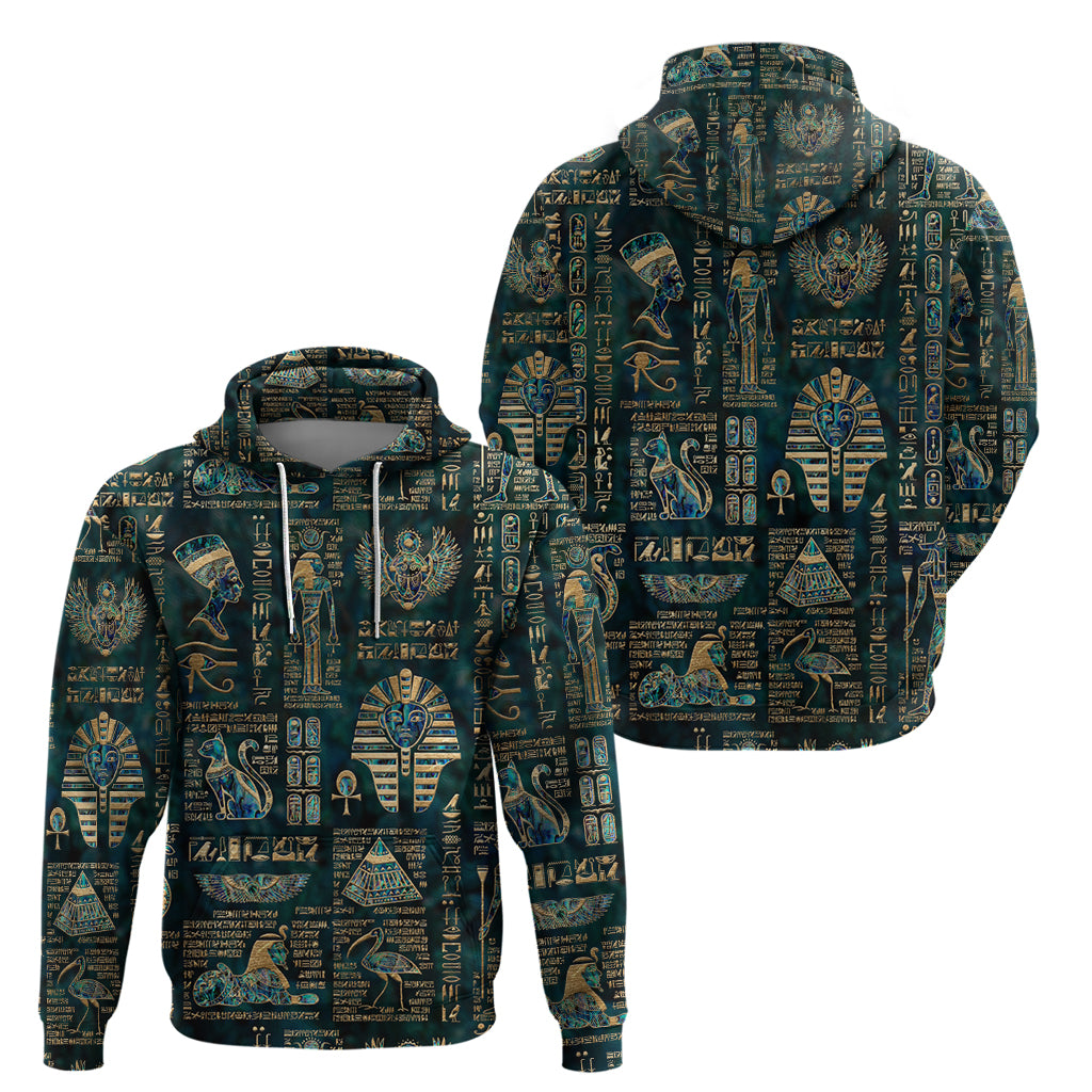 Egyptian Hieroglyphs And Deities Hoodie - Wonder Print Shop