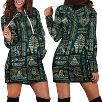 Egyptian Hieroglyphs And Deities Hoodie Dress - Wonder Print Shop