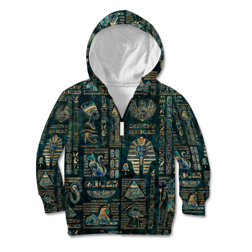 Egyptian Hieroglyphs And Deities Kid Hoodie - Wonder Print Shop