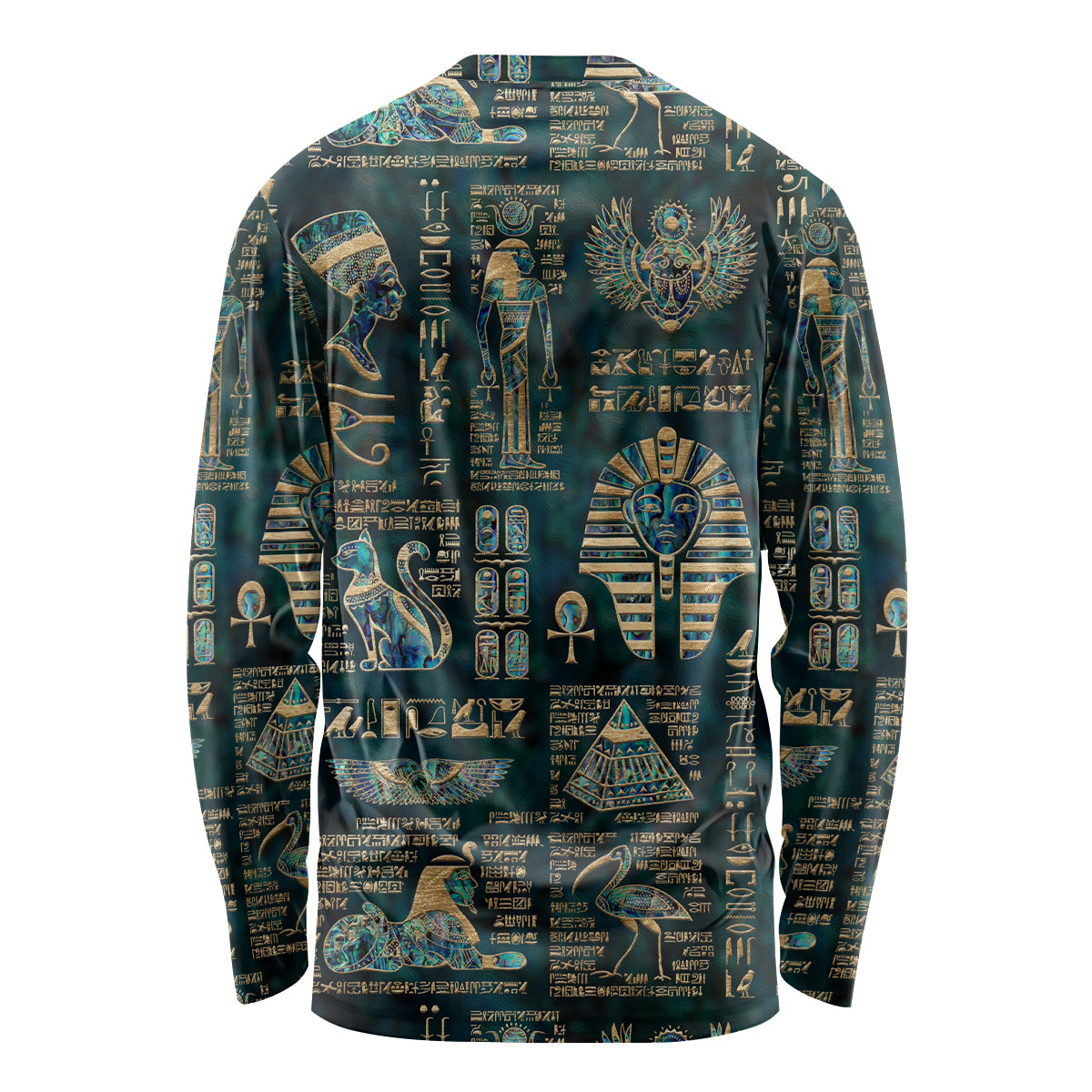 Egyptian Hieroglyphs And Deities Long Sleeve Shirt - Wonder Print Shop