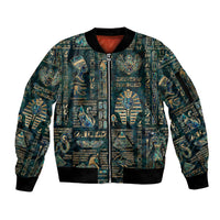 Egyptian Hieroglyphs And Deities Sleeve Zip Bomber Jacket - Wonder Print Shop
