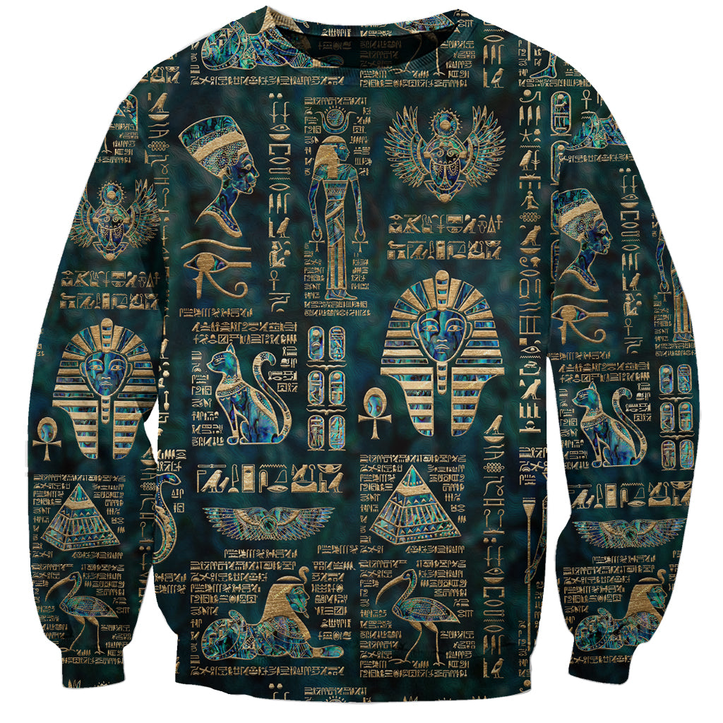 Egyptian Hieroglyphs And Deities Sweatshirt - Wonder Print Shop