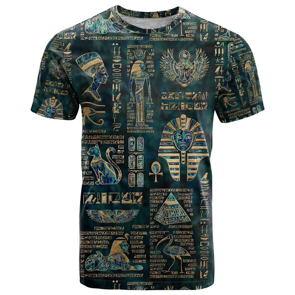 Egyptian Hieroglyphs And Deities T Shirt - Wonder Print Shop