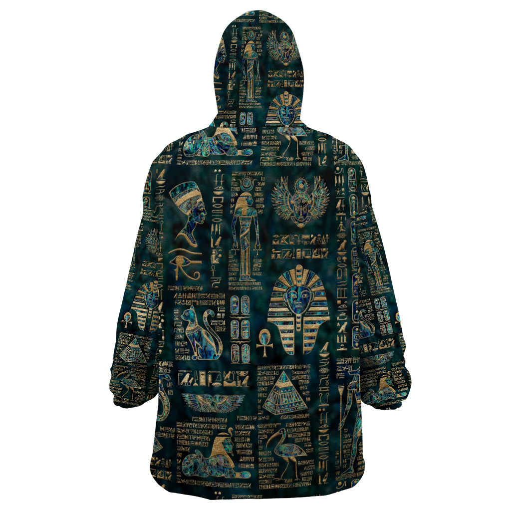 Egyptian Hieroglyphs And Deities Wearable Blanket Hoodie - Wonder Print Shop