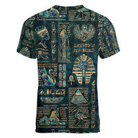 Egyptian Hieroglyphs And Deities Women V Neck T Shirt - Wonder Print Shop