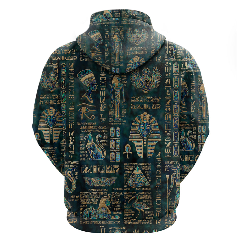 Egyptian Hieroglyphs And Deities Zip Hoodie - Wonder Print Shop