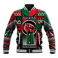 Power Fist And Patterns In Pan African Baseball Jacket - Wonder Print Shop