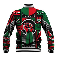 Power Fist And Patterns In Pan African Baseball Jacket - Wonder Print Shop