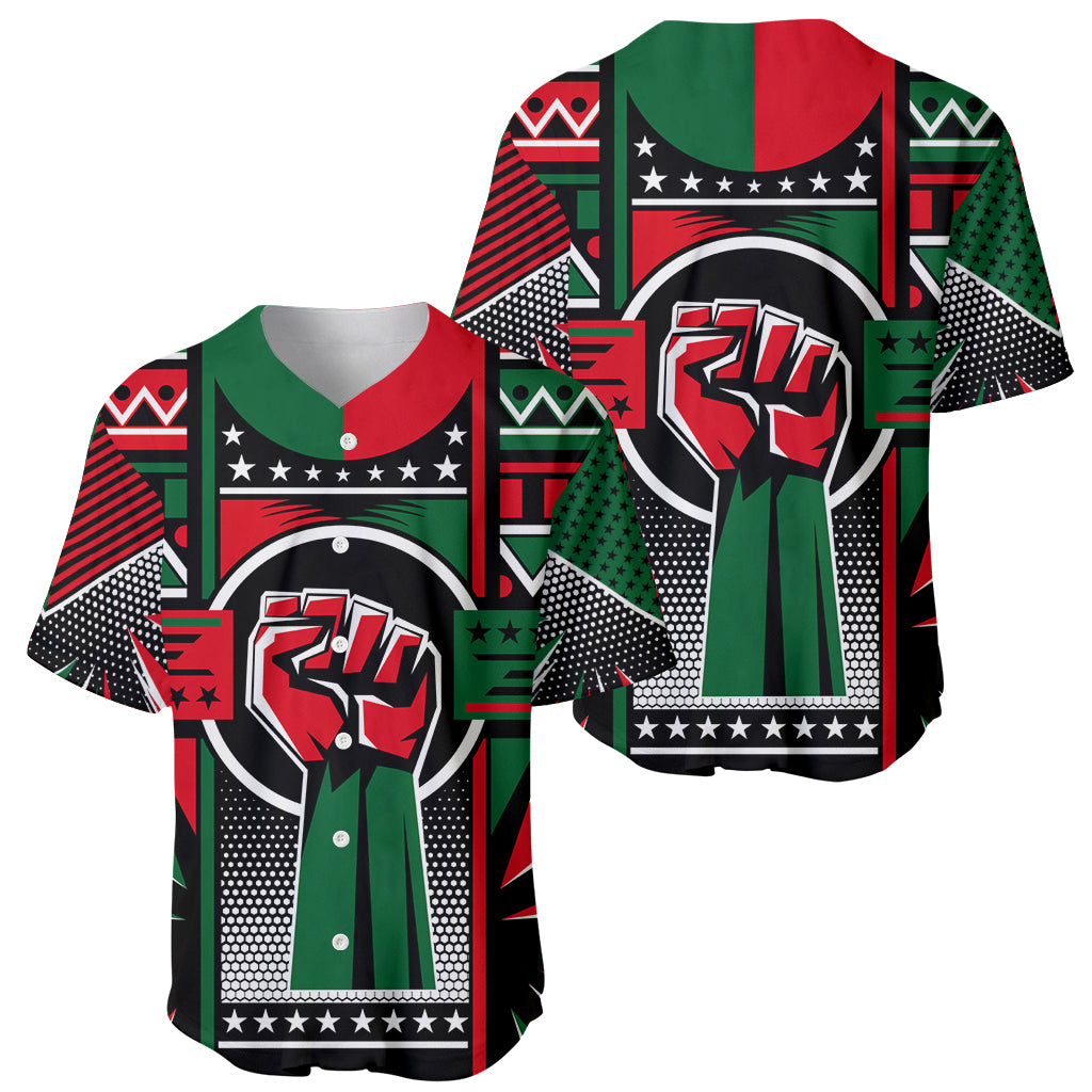 Power Fist And Patterns In Pan African Baseball Jersey - Wonder Print Shop