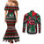 Power Fist And Patterns In Pan African Couples Matching Mermaid Dress and Long Sleeve Button Shirt