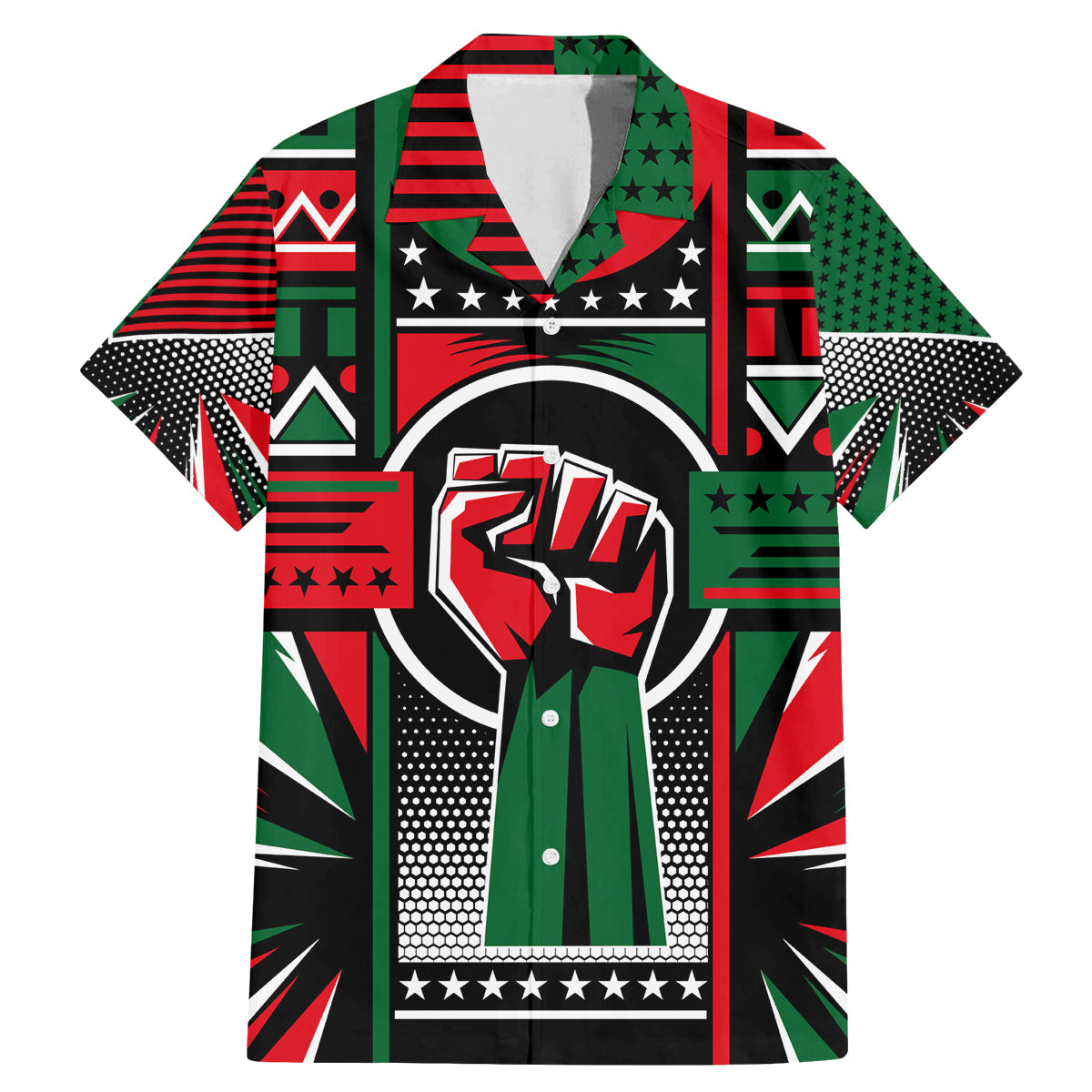 Power Fist And Patterns In Pan African Family Matching Mermaid Dress and Hawaiian Shirt - Wonder Print Shop