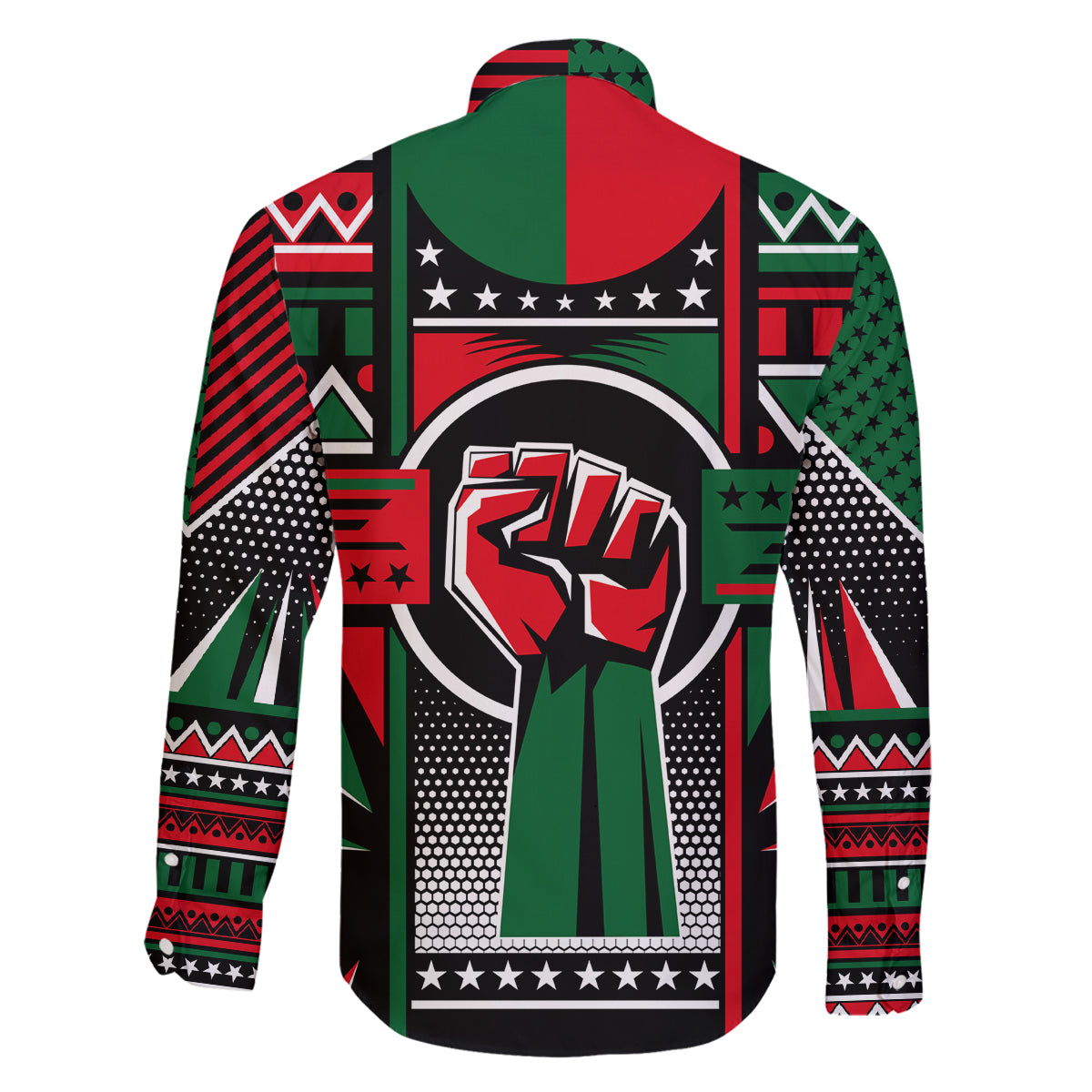 Power Fist And Patterns In Pan African Family Matching Mermaid Dress and Hawaiian Shirt - Wonder Print Shop