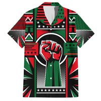 Power Fist And Patterns In Pan African Family Matching Off Shoulder Short Dress and Hawaiian Shirt - Wonder Print Shop