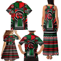 Power Fist And Patterns In Pan African Family Matching Tank Maxi Dress and Hawaiian Shirt - Wonder Print Shop