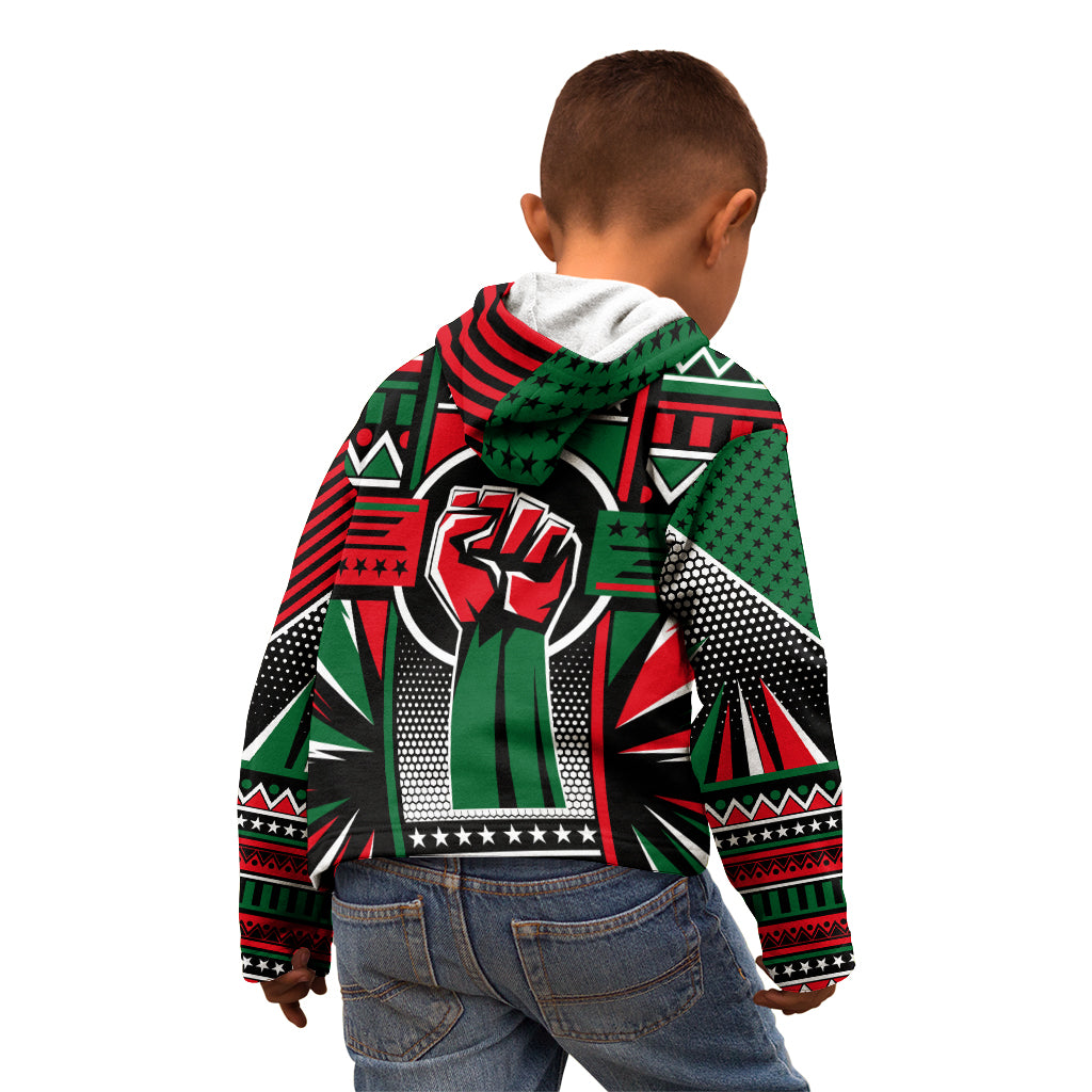 Power Fist And Patterns In Pan African Kid Hoodie - Wonder Print Shop