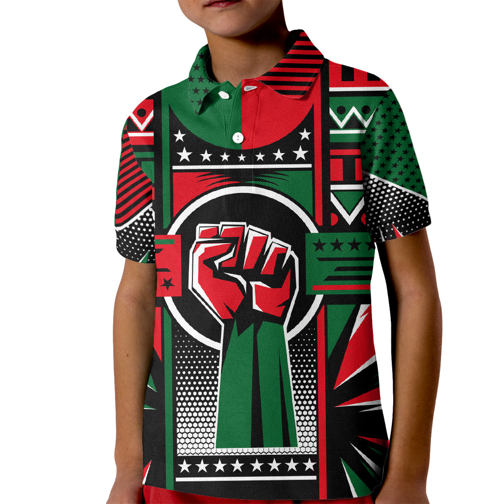 Power Fist And Patterns In Pan African Kid Polo Shirt - Wonder Print Shop