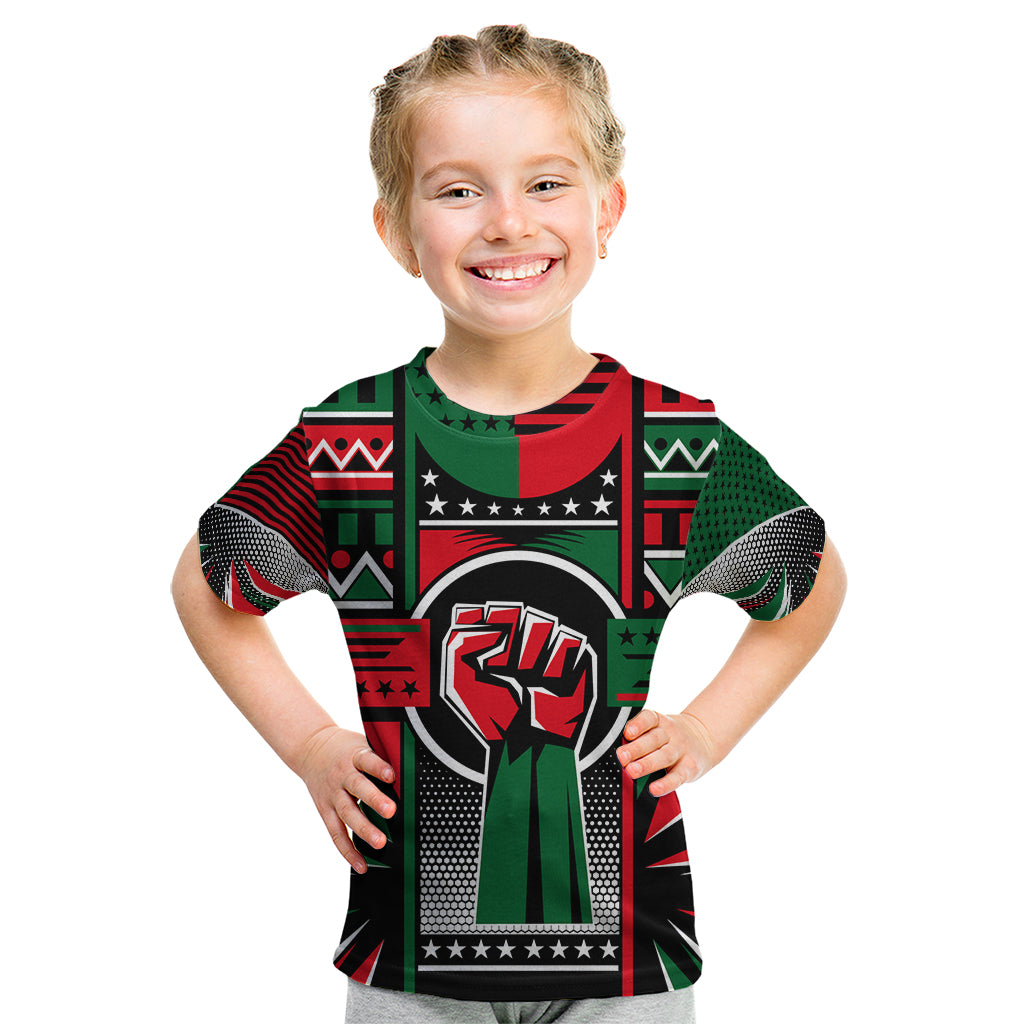 Power Fist And Patterns In Pan African Kid T Shirt - Wonder Print Shop