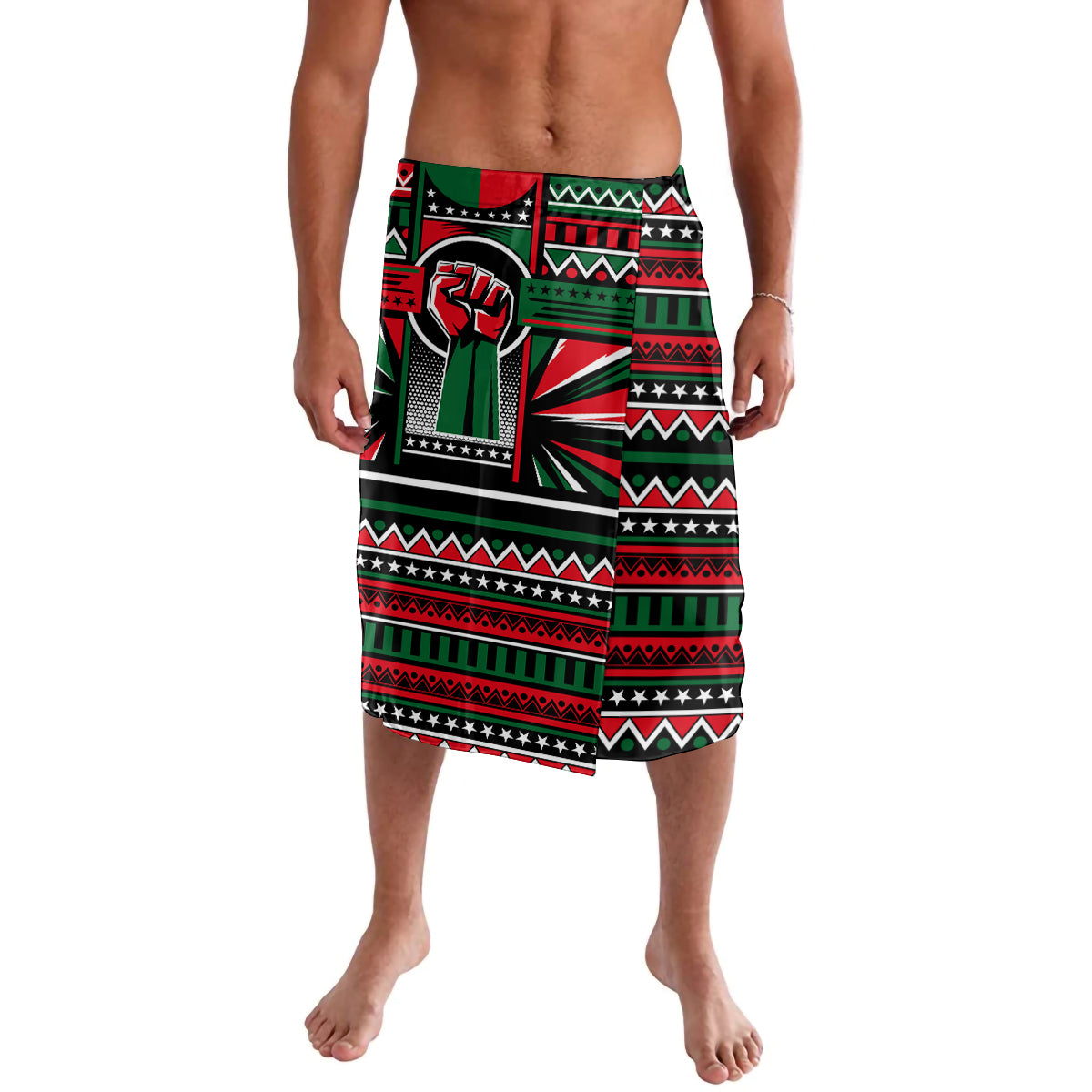 Power Fist And Patterns In Pan African Lavalava - Wonder Print Shop