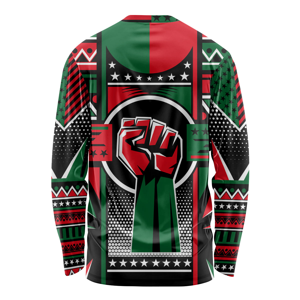 Power Fist And Patterns In Pan African Long Sleeve Shirt - Wonder Print Shop