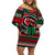 Power Fist And Patterns In Pan African Off Shoulder Short Dress - Wonder Print Shop