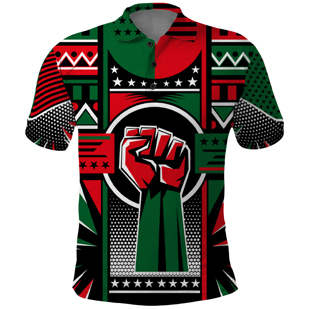 Power Fist And Patterns In Pan African Polo Shirt - Wonder Print Shop