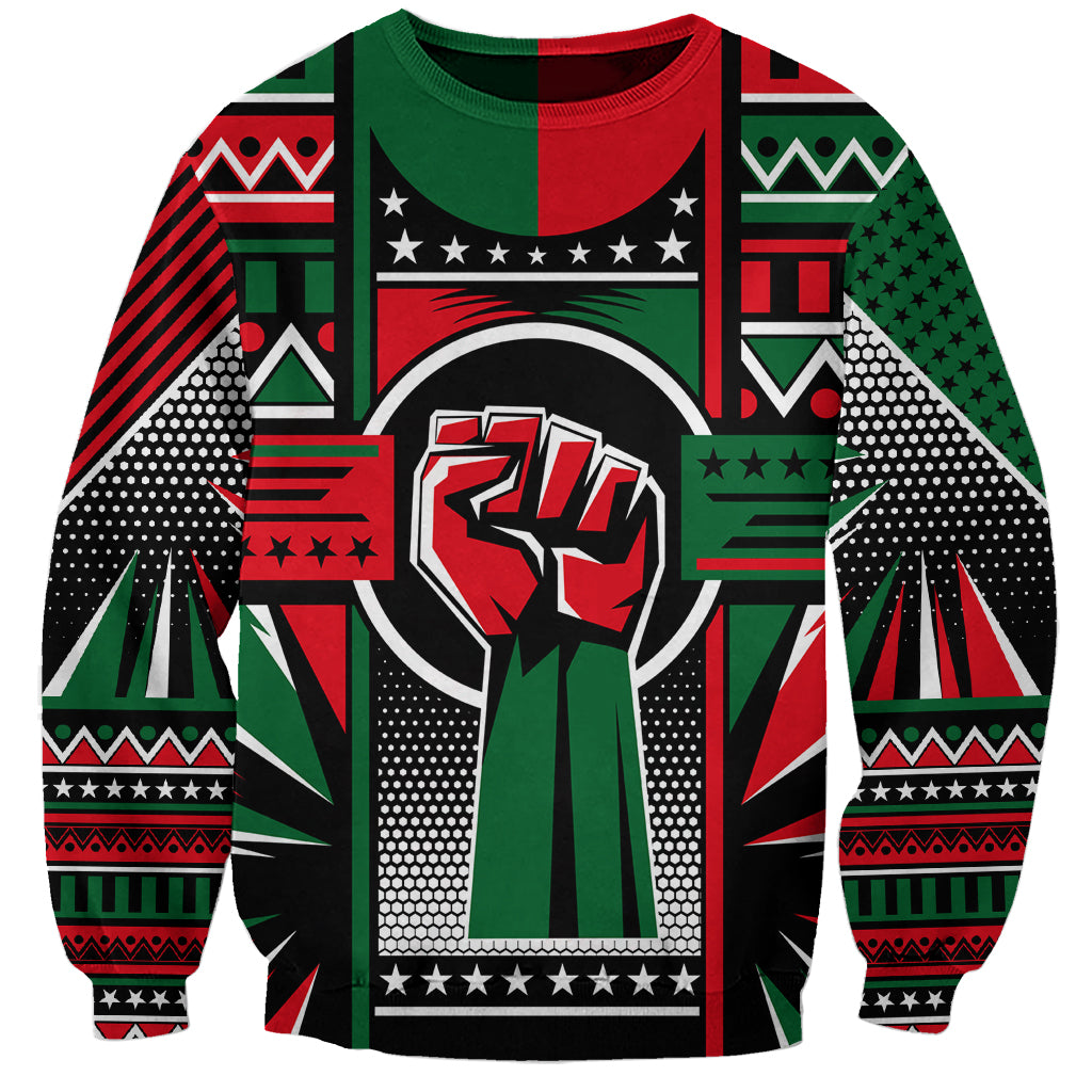 Power Fist And Patterns In Pan African Sweatshirt - Wonder Print Shop